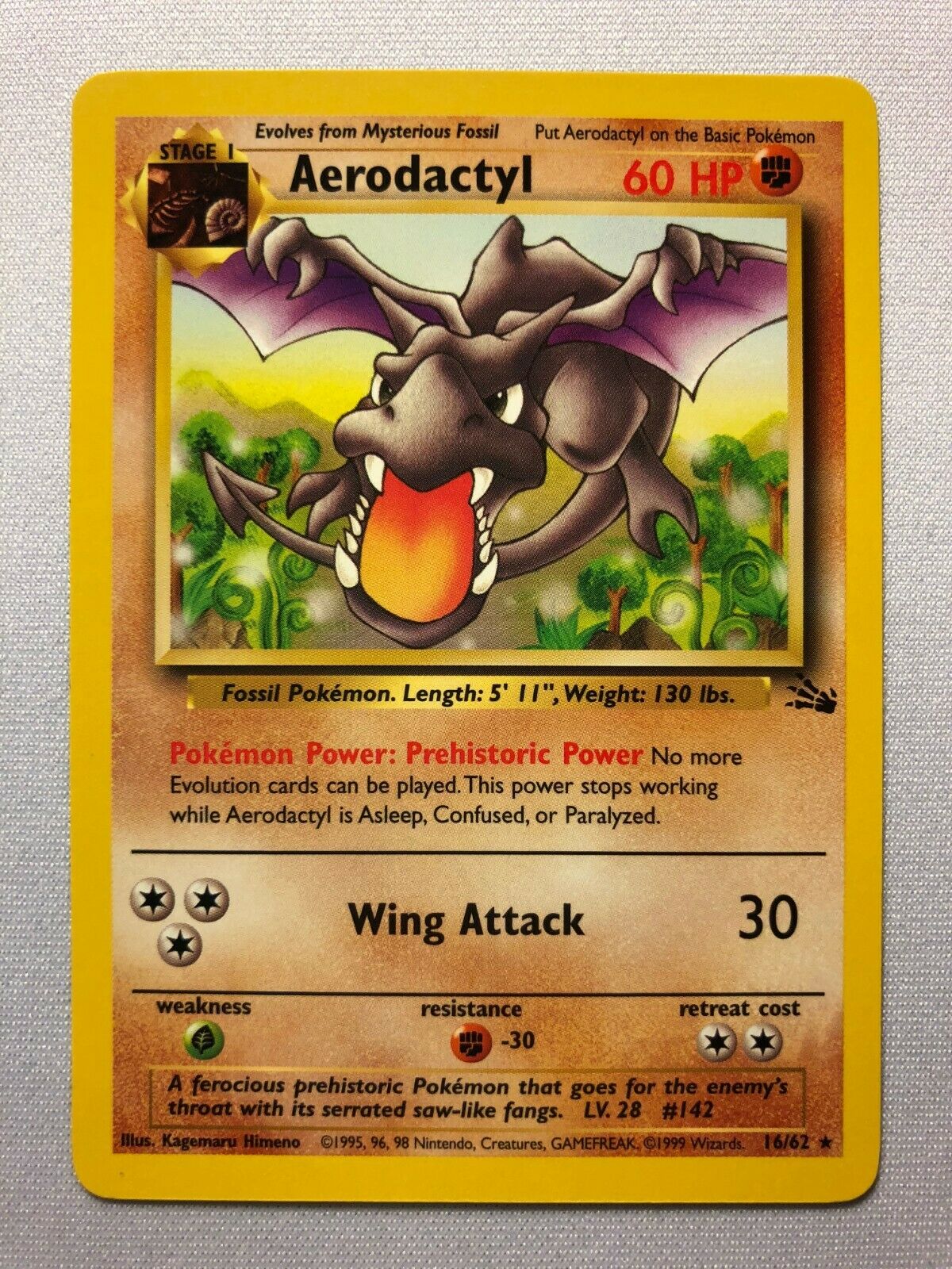 Aerodactyl 16/62 Non-Holo Rare Fossil Set Pokemon Card Near Mint